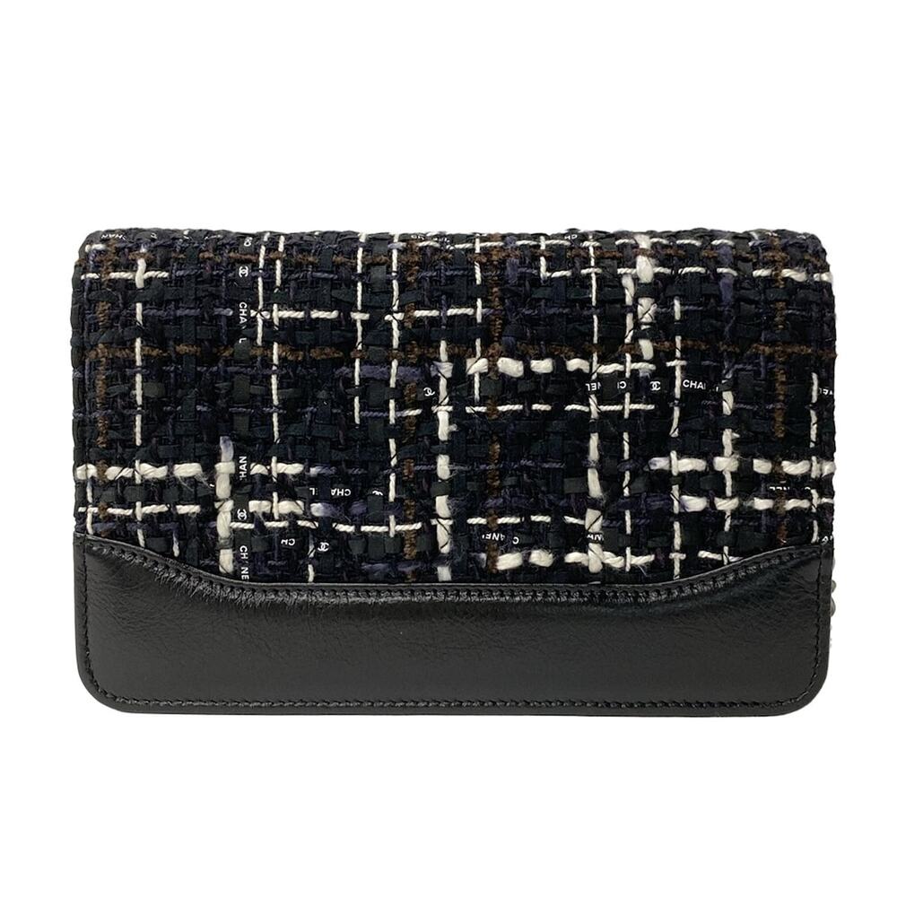 Chanel Matelasse Other Style Wallet Black White Brown Tweeds Leather - Picture 2 of 13